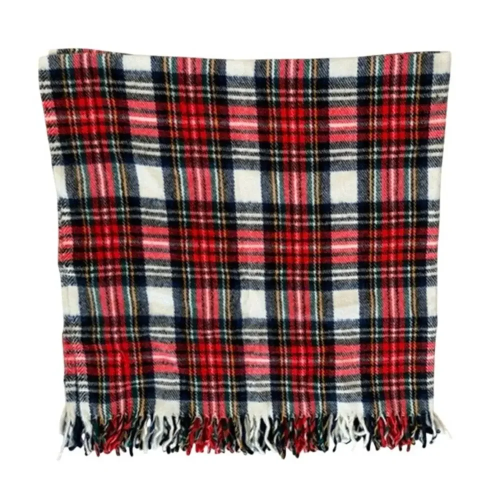 Rec-Robe Bonnie Plaid Energy Saver Red Plaid Throw Blanket with Fringe Vintage